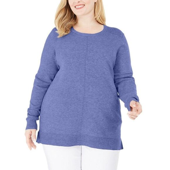 Karen Scott Blue Plus-Size Lightweight Sweater Top - Picture 1 of 5